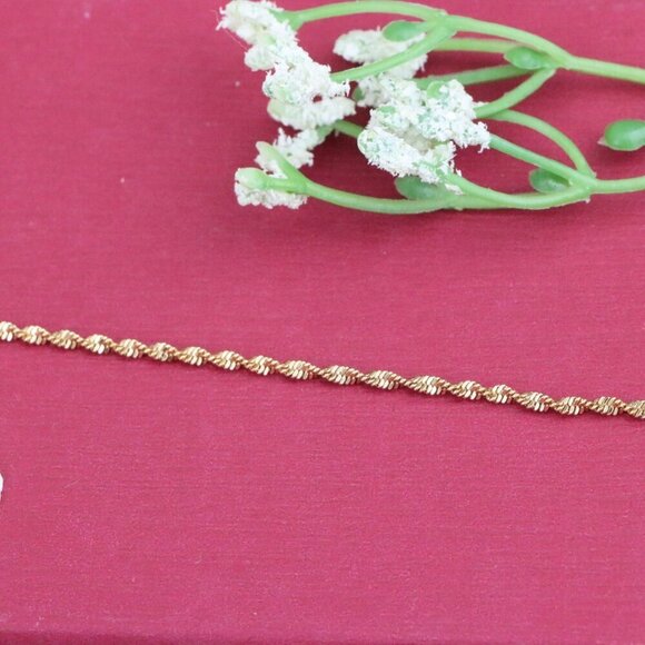 "Delicate Twist Chain Rose Gold Bracelet in Gold-Plated Brass, XPBL1110 - Picture 13 of 13